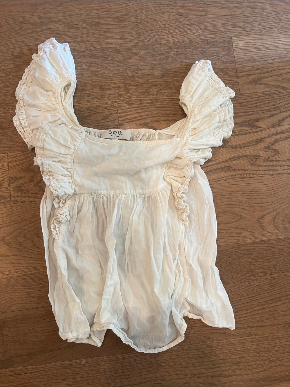 Sea New York Cream Ruffled Cotton Blouse